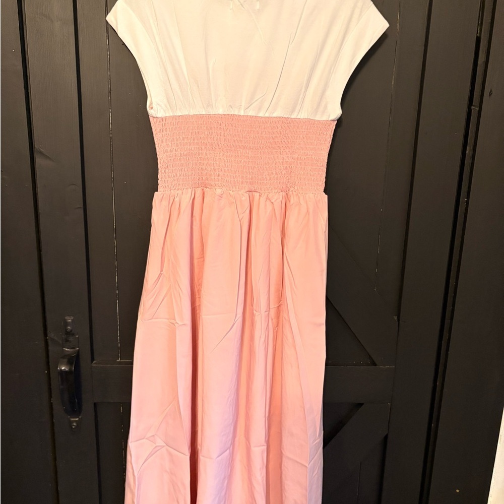 Elegant Pink and White Women's Dress